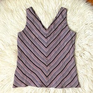 Jones New York Purple Striped V-neck Blouse